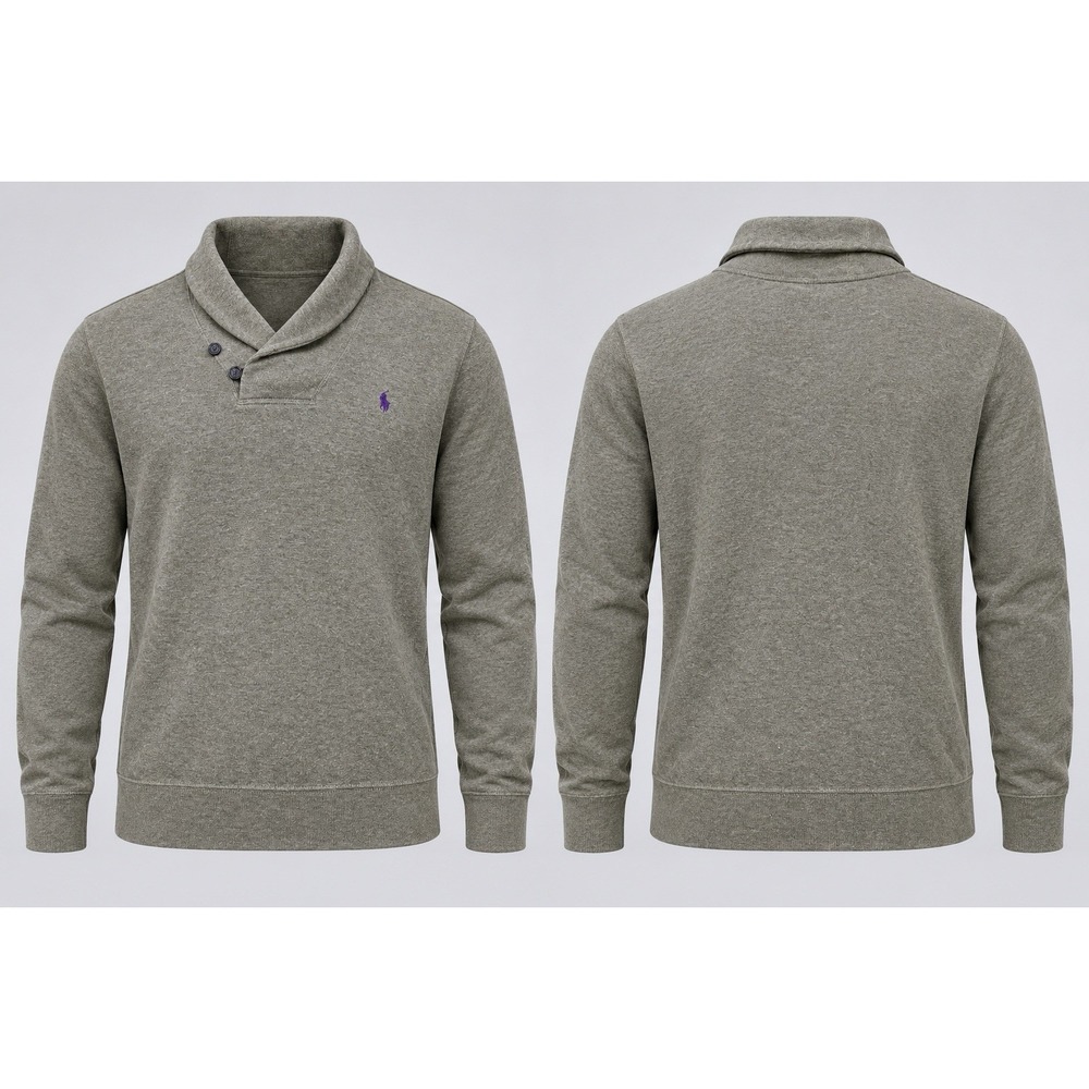 Polo Ralph Lauren Sweater Mens Large Green Estate Rib Shawl Collar Pullover